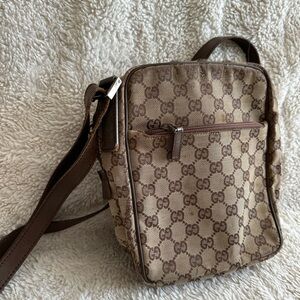 Gucci Beige and Brown Monogram Messenger Bag
